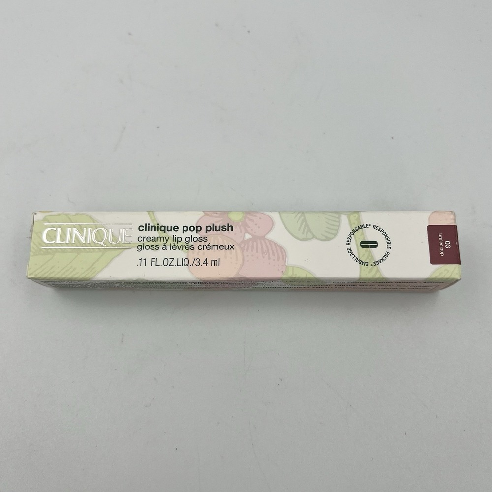 NEW! Clinique Pop Plush Creamy Lip Gloss 03 Brulee 0.11 oz Full Size - Picture 2 of 7